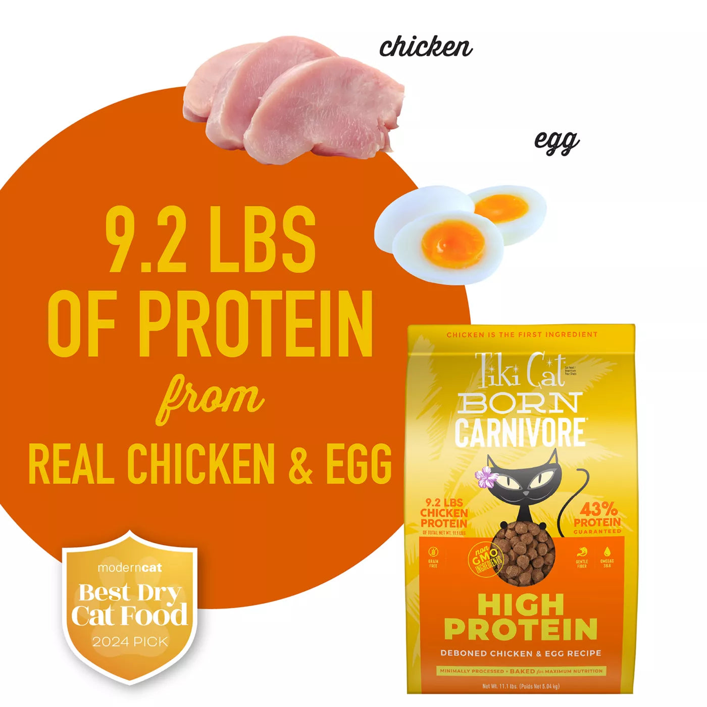 Tiki Cat® Born Carnivore® High Protein Deboned Chicken & Egg Recipe Dry Cat Food 2.8 lb