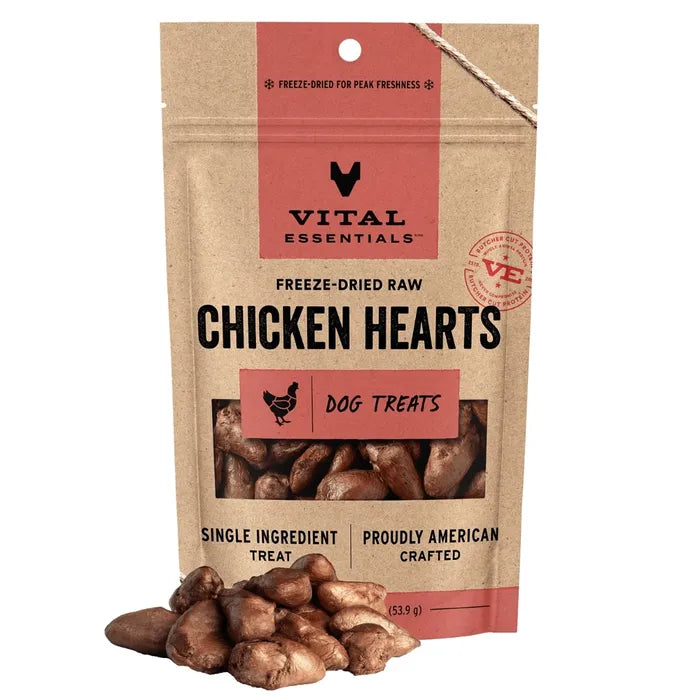 VITAL ESSENTIALS® FREEZE-DRIED CHICKEN HEARTS DOG TREATS 1.9 OZ