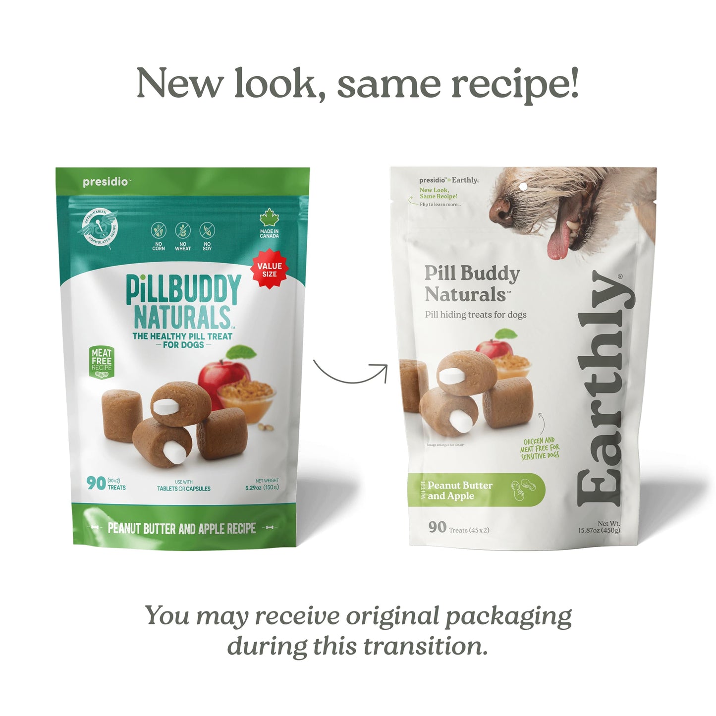 Friandises pour chiens PRESIDIO™ PILL BUDDY NATURALS™ au beurre de cacahuète et à la pomme, 150 g