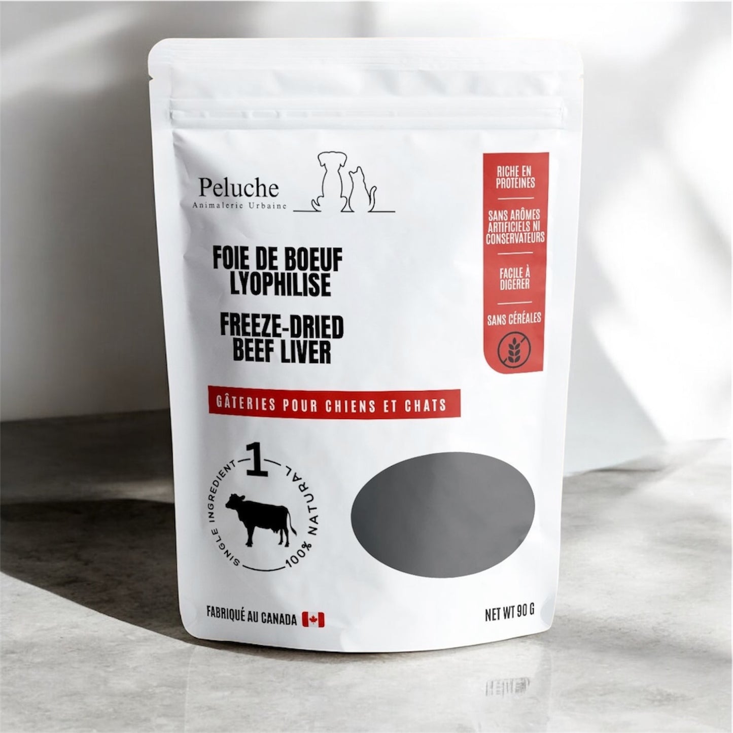 Peluche foie de bœuf friandises pour chiens et chats 90 g