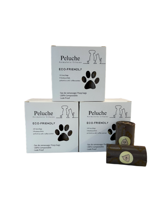 Eco-Friendly Poop Bags Montreal Canada | Coffee Scent | Peluche