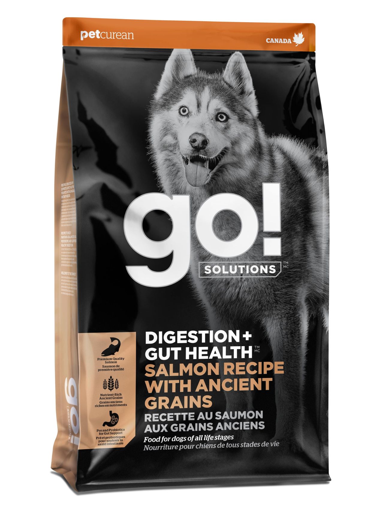 Petcurean Go! Digestion + Gut Health Salmon Recipe With Ancient Grains For Dog Go! Solutions