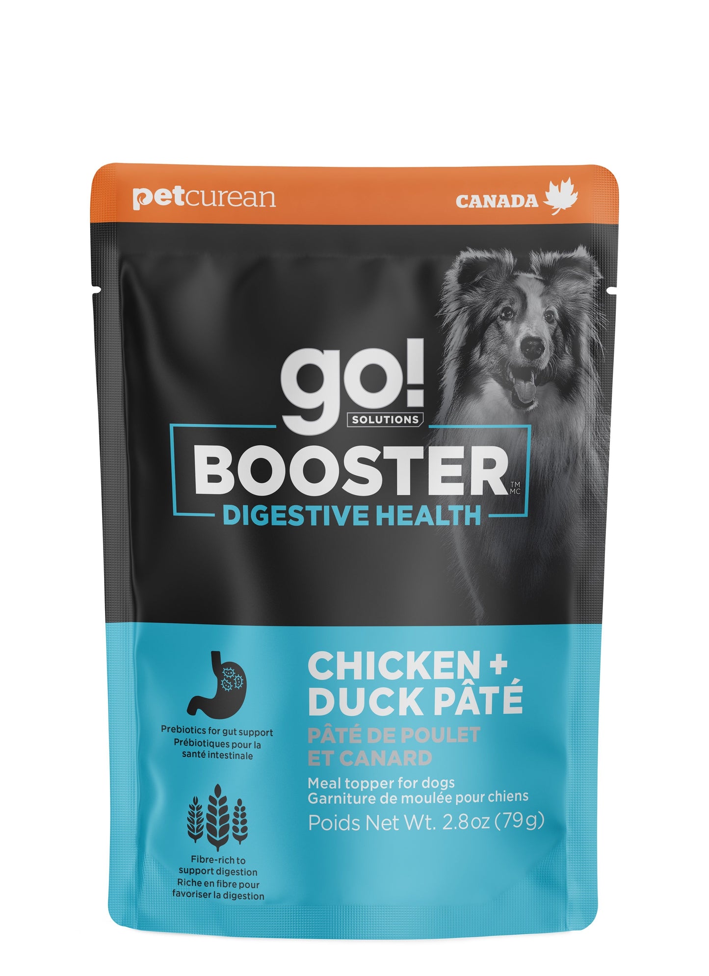 go! Booster Digestive Health chicken and duck pate pet food package on a white background