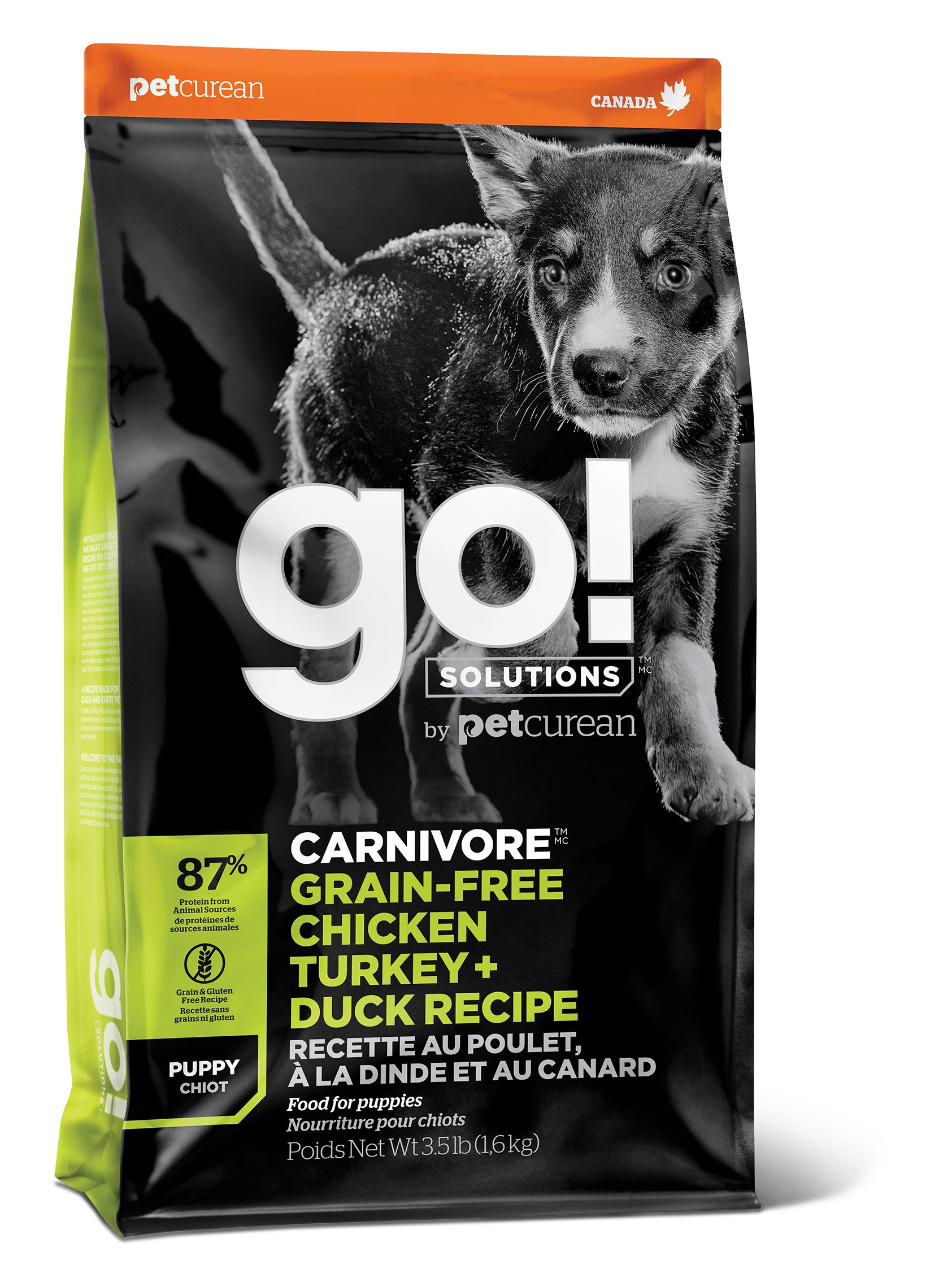 Petcurean Go! Carnivore Grain Free Chicken, Turkey + Duck Recipe For Puppy Go! Solutions