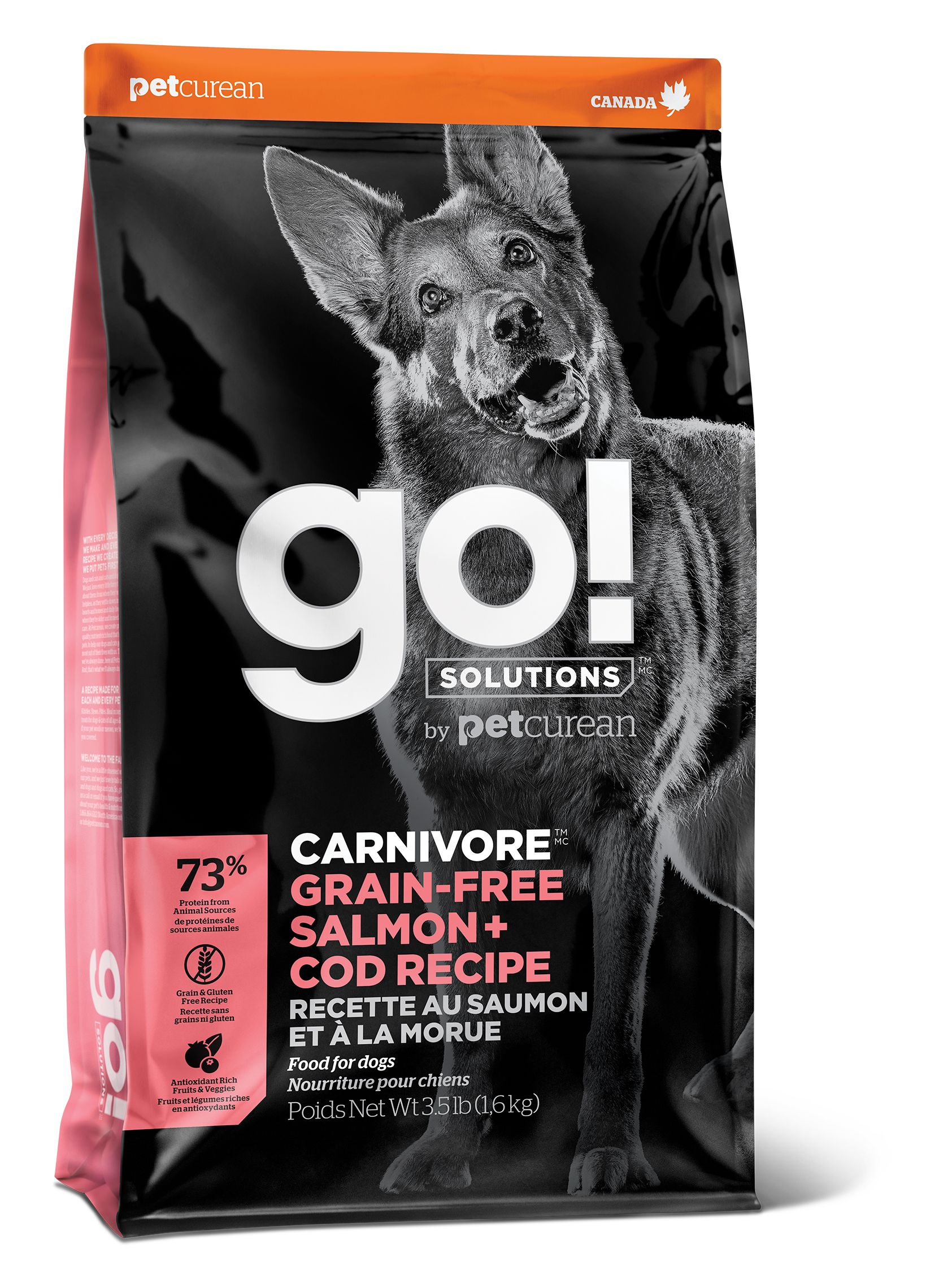 Petcurean Go! Carnivore Grain Free Salmon + Cod Recipe For Dog 3.5 Lbs Go! Solutions