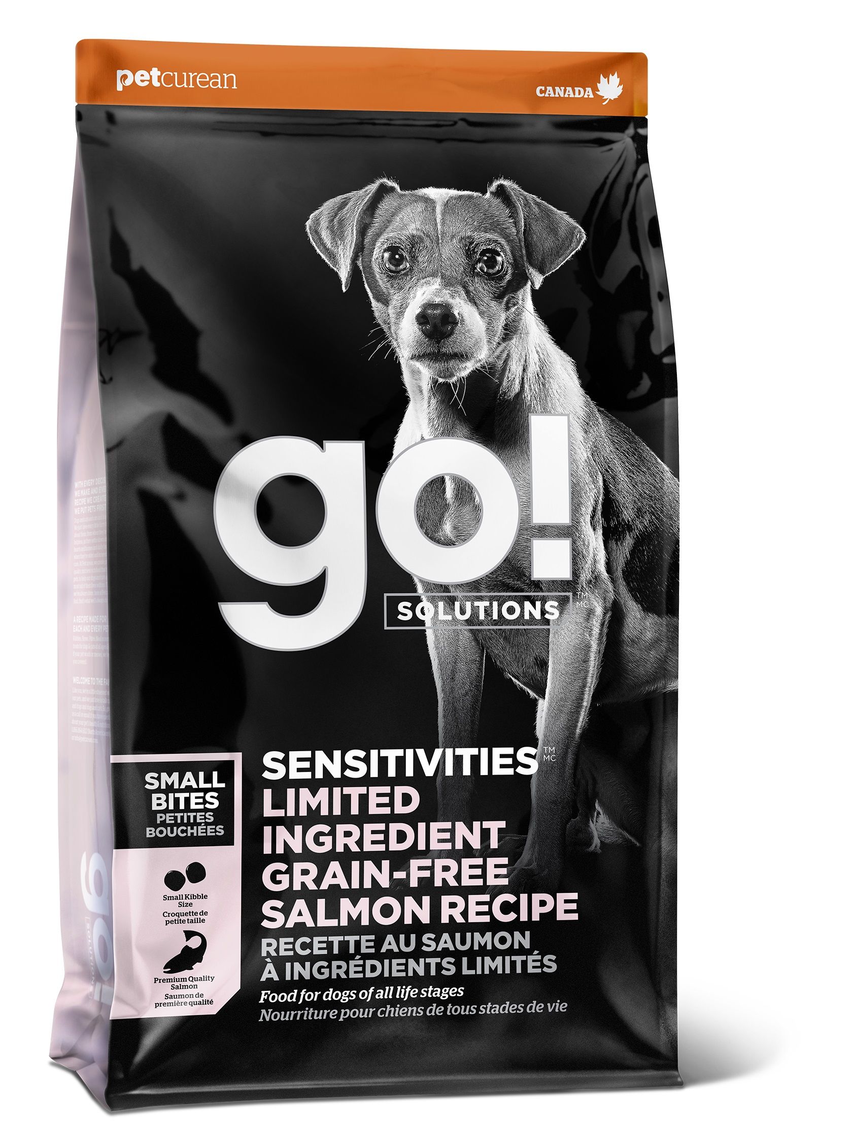Petcurean Go! Sensitivities Lid Grain Free Salmon Small Bites Recipe For Dog Go! Solutions