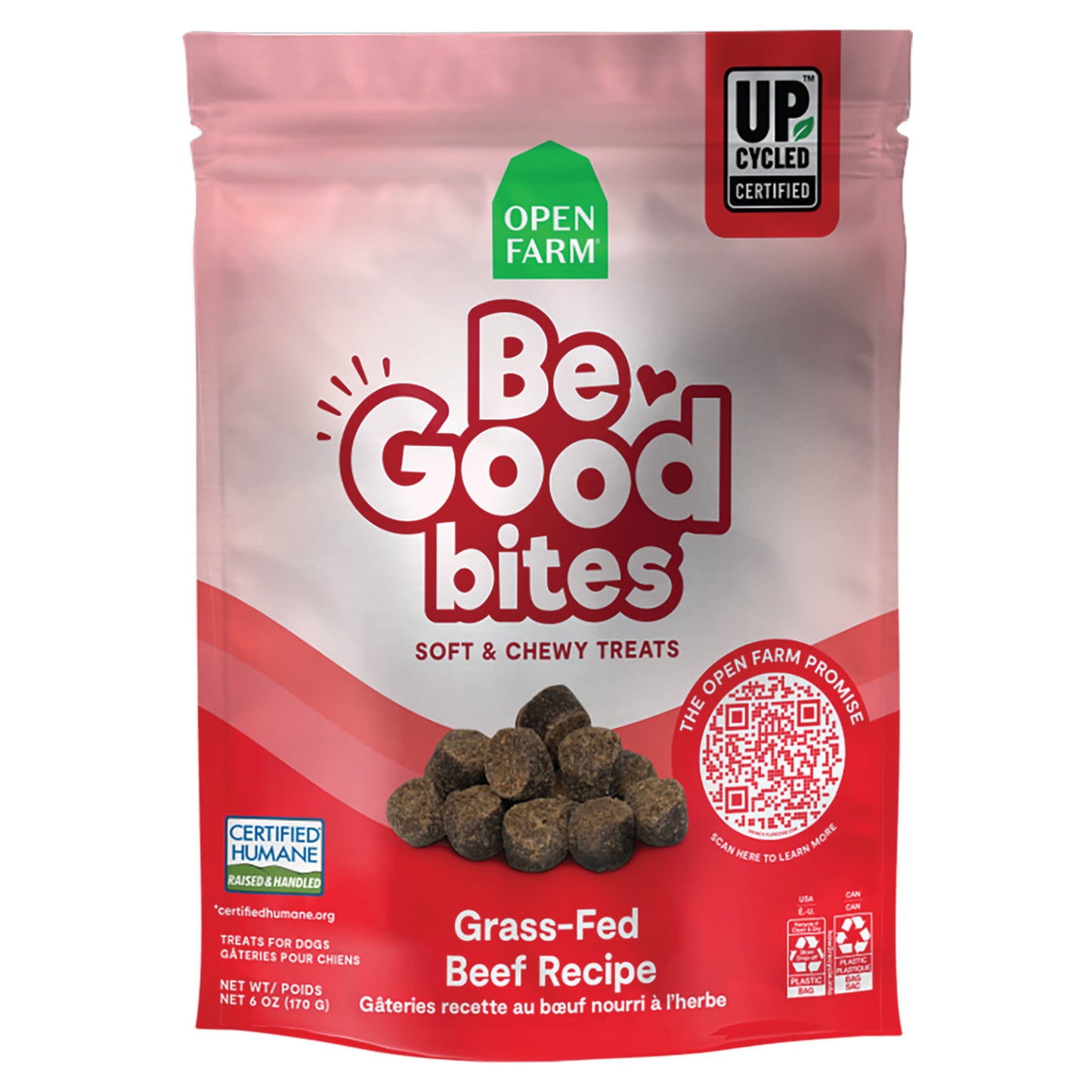 Be Good Bites soft & chewy treats packaging by Open Farm on a white background