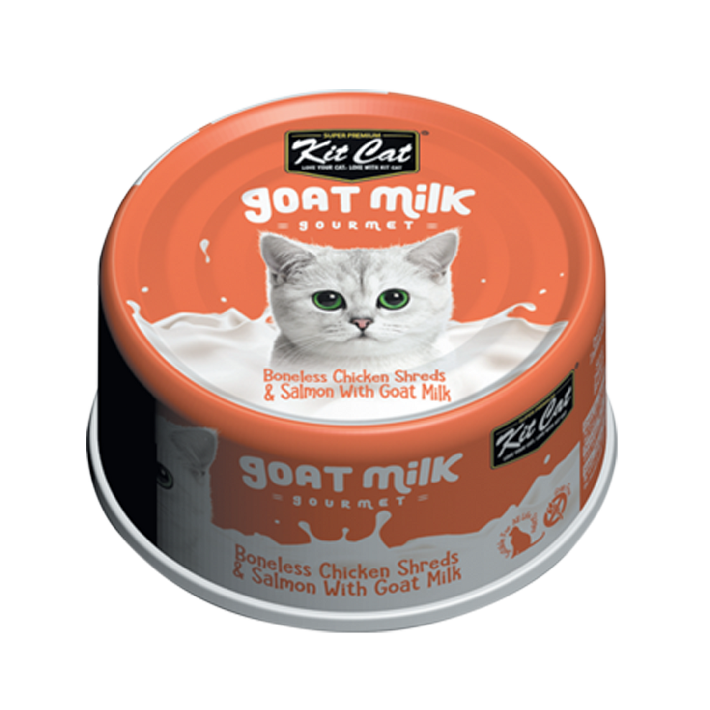 Kit Cat® goat milk gourmet Boneless Chicken Shreds & Salmon with Goat Milk Wet Cat Food 70gm Kit Cat® goat milk