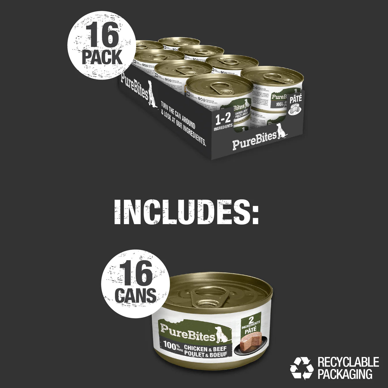 PureBites® Pates 100% Pure Chicken & Beef Wet Dog Food 2.5 oz PureBites®