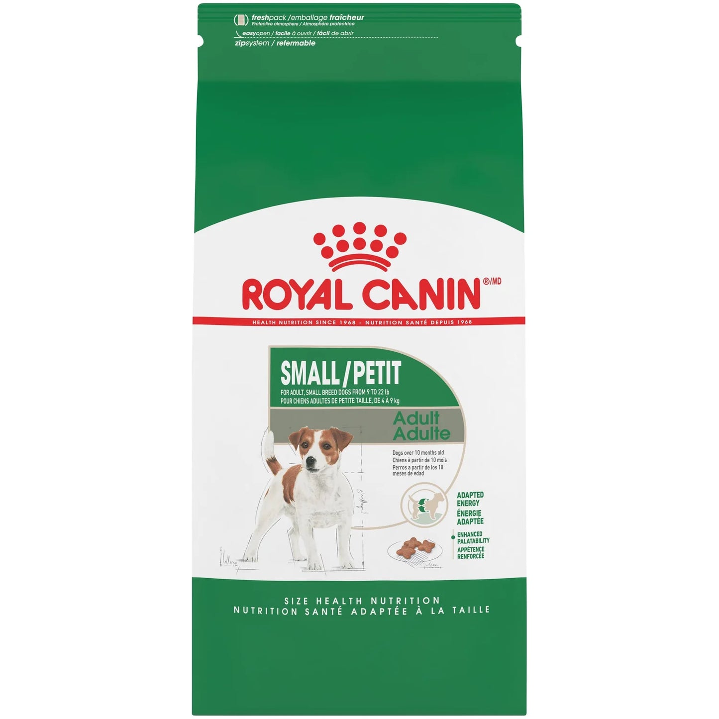Royal Canin Small/Petit dog food package on a white background