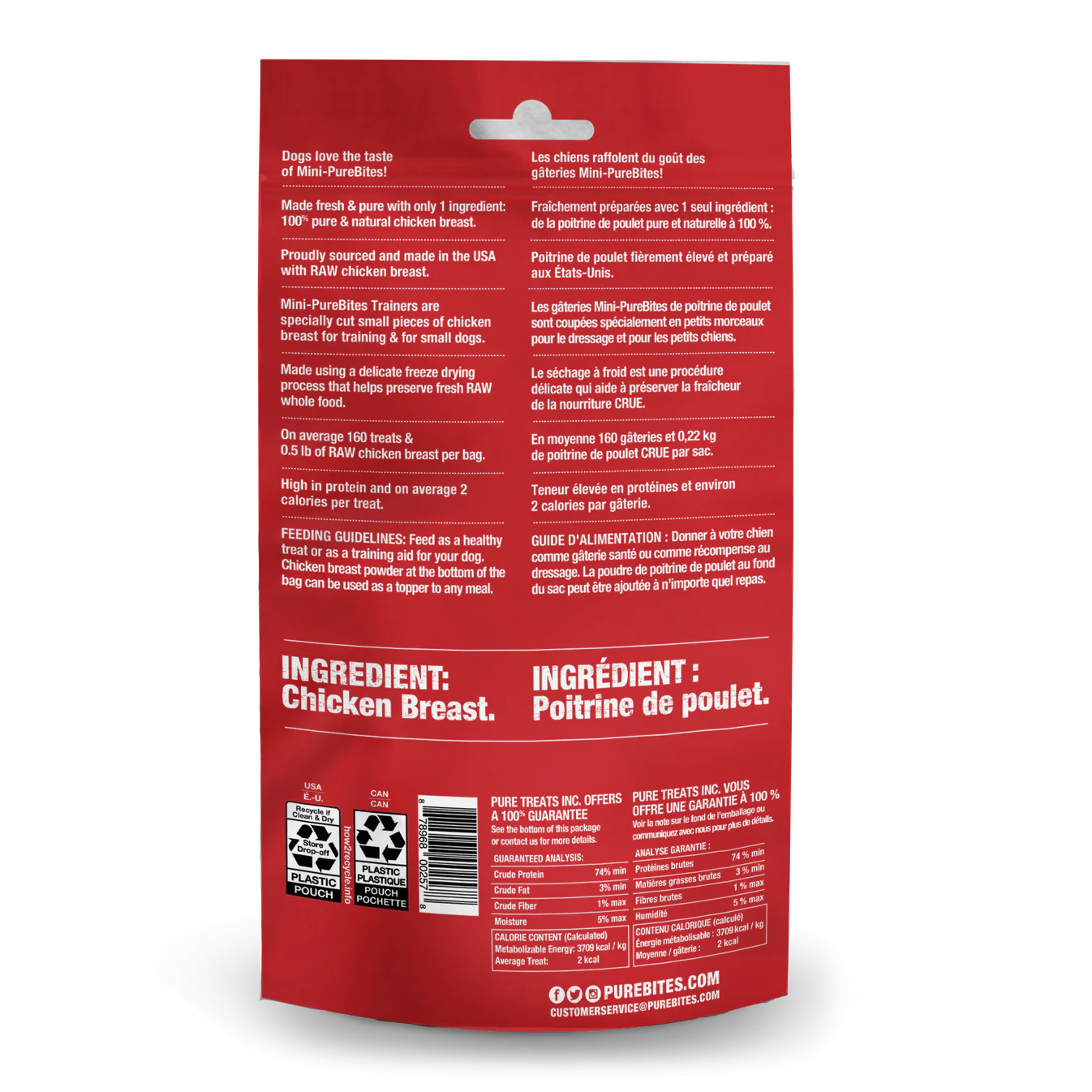 Poitrine de poulet Mini-PureBites® Trainers 60 g