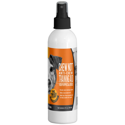 Bottle of Chew Not anti-chew training aid for pets on a white background