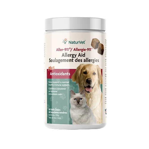 NaturVet® Aller-911® Allergy Aid Plus Antioxidants (60ct) Soft Chews for Dogs & Cats