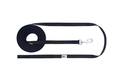 RCPETS Black dog training leash with clip on a white background