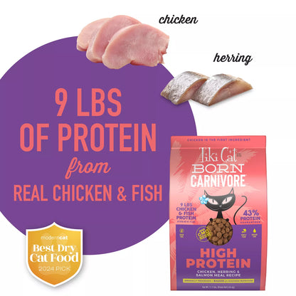 Tiki Cat® Born Carnivore® High Protein Chicken, Herring & Salmon Meal Recipe Dry Cat Food 2.8 lb