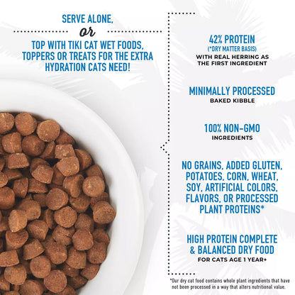 NOURRITURE SÈCHE POUR CHATS TIKI CAT® BORN CARNIVORE® À RICHE EN PROTÉINES, RECETTE DE HARENG ET DE SAUMON, 5,6 LBS