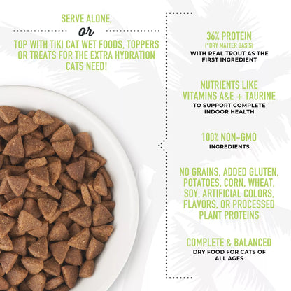 Nourriture sèche pour chats Tiki Cat® Born Carnivore® Indoor Health à base de truite et de poisson menhaden, 3 lb