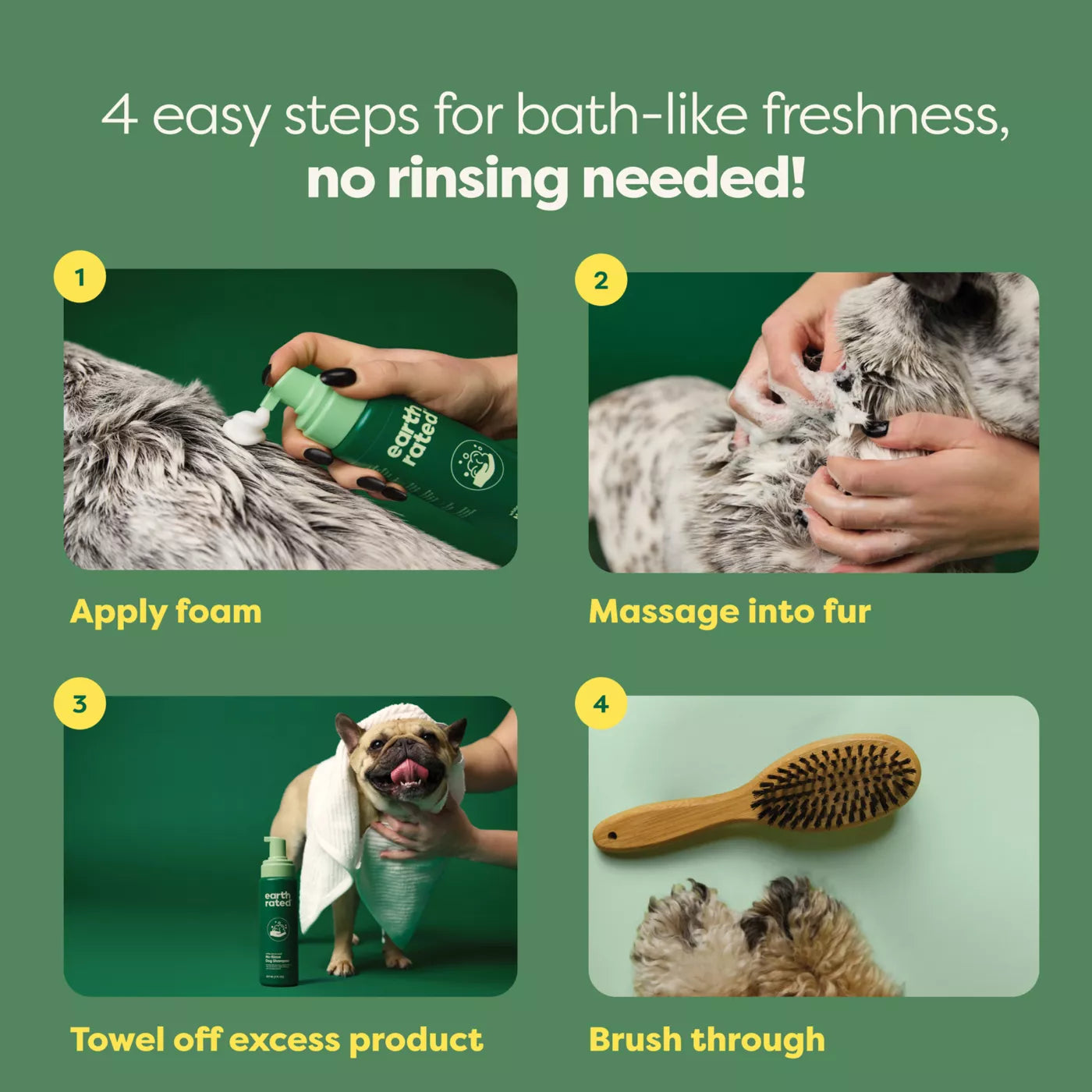EARTH RATED® WHITE TEA & BASIL NO-RINSE DOG SHAMPOO 7OZ