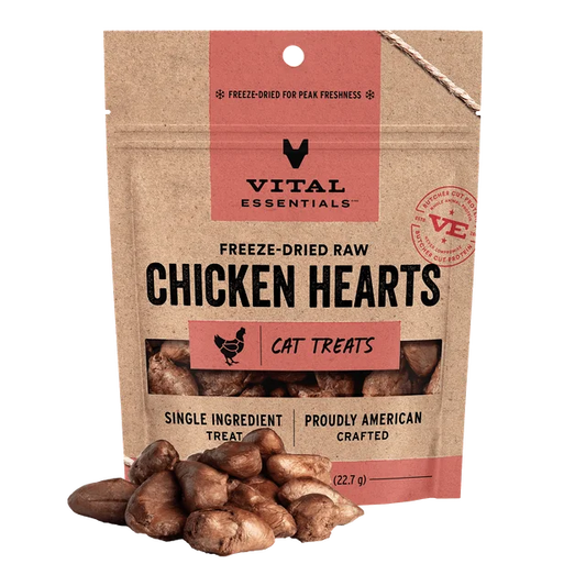 VITAL ESSENTIALS® FREEZE-DRIED CHICKEN HEARTS CAT TREATS 0.8 OZ