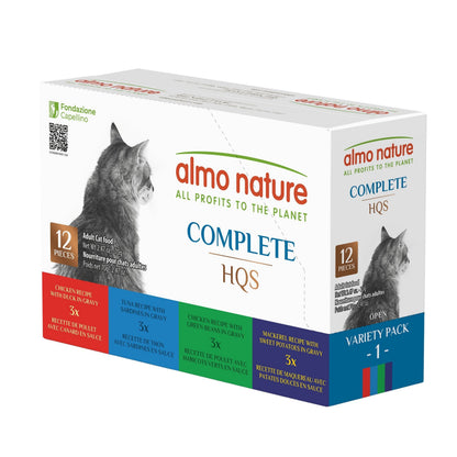 Almo Nature Hqs Complete "variety Pack 1" For Cat - Chicken, Tuna & Mackerel  12x2.5oz