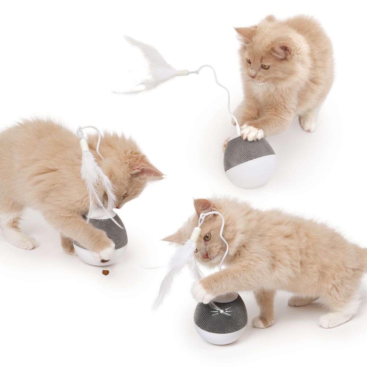 Catit PIXI Spinner Electronic Cat Toy - White & Grey