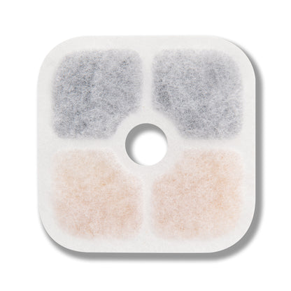 Square filter with three compartments on a white background