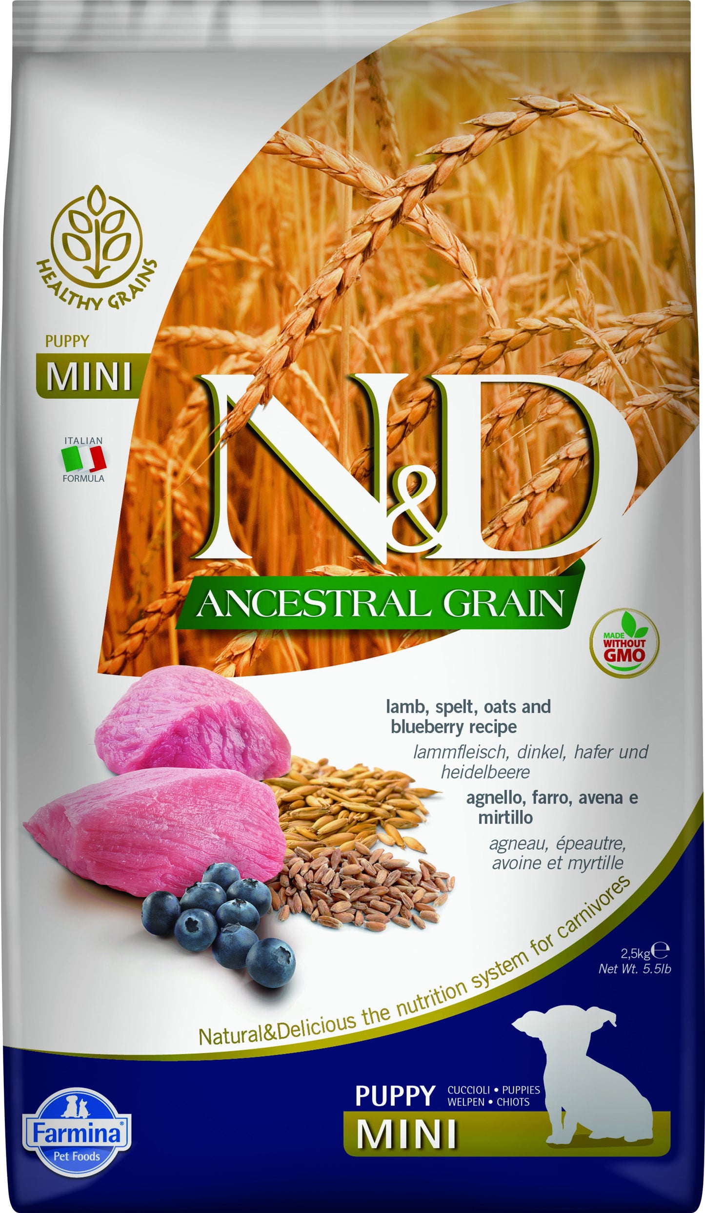 Farmina N&d Ancestral Low Grain Puppy Lamb & Blueberry Mini 5.5 Lb