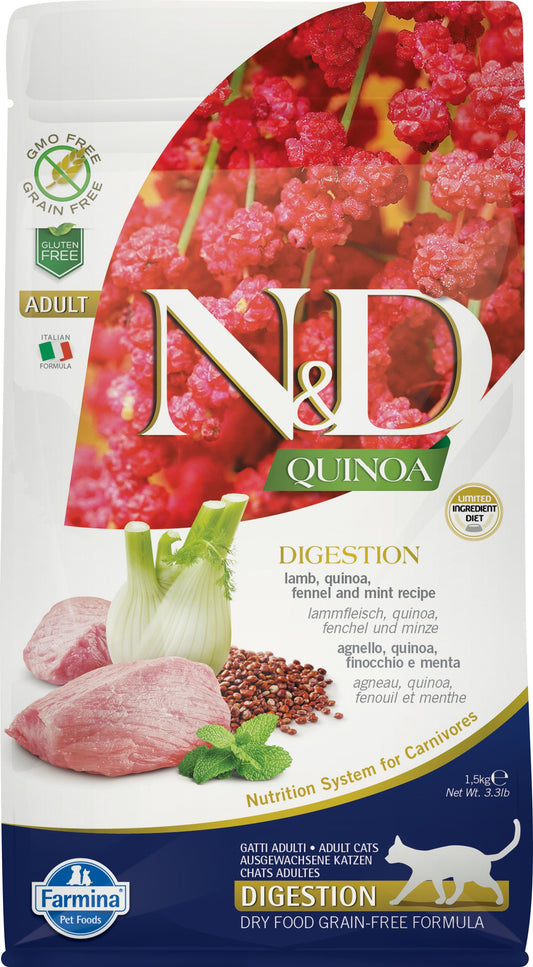 Famina N&d cat food package with red berries and text on a white background