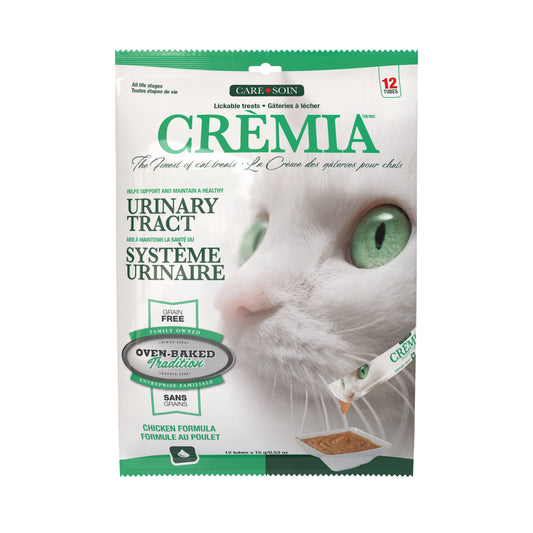 Cremia cat food package with a white cat on the label