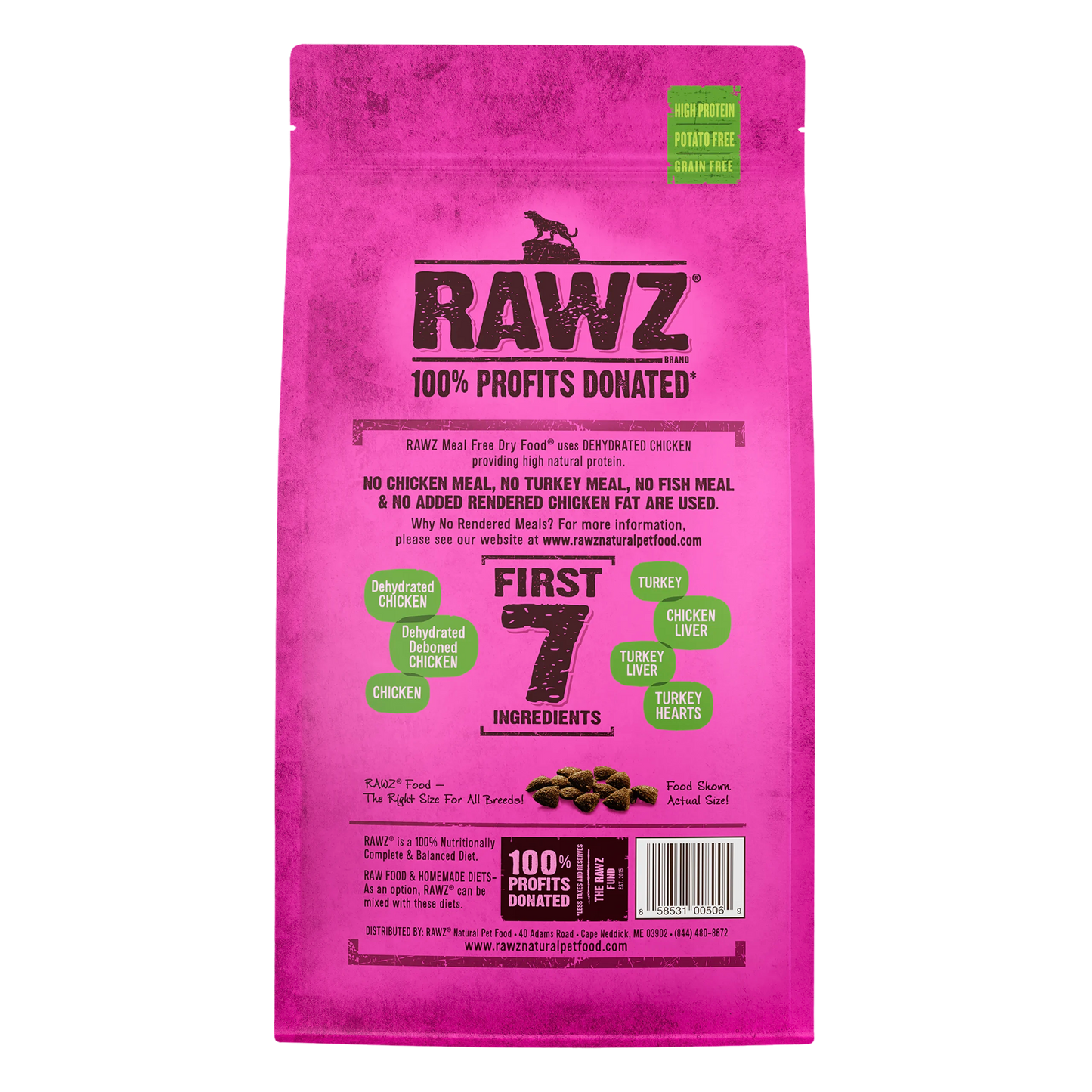 Nourriture sèche pour chats RAWZ® déshydratée au poulet, à la dinde et au poulet, 1,75 lb