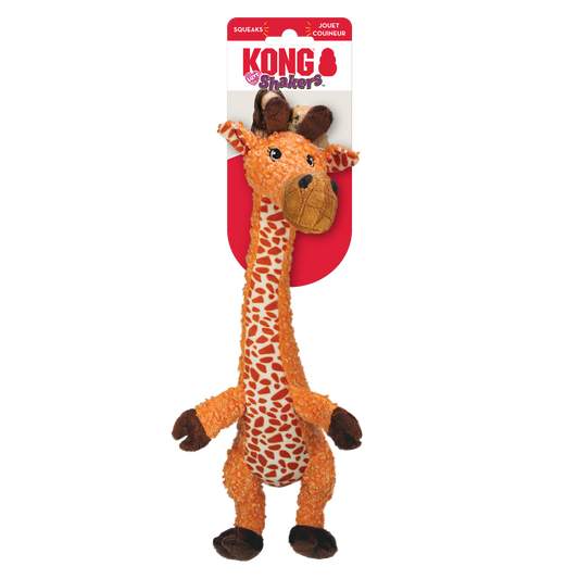 Giraffe-shaped KONG Shaker toy on a white background