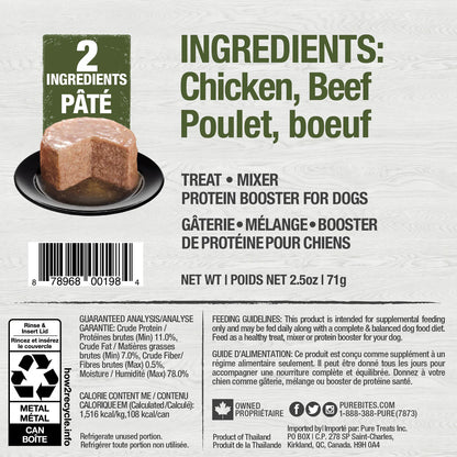 PureBites® Pates 100% Pure Chicken & Beef Wet Dog Food 2.5 oz