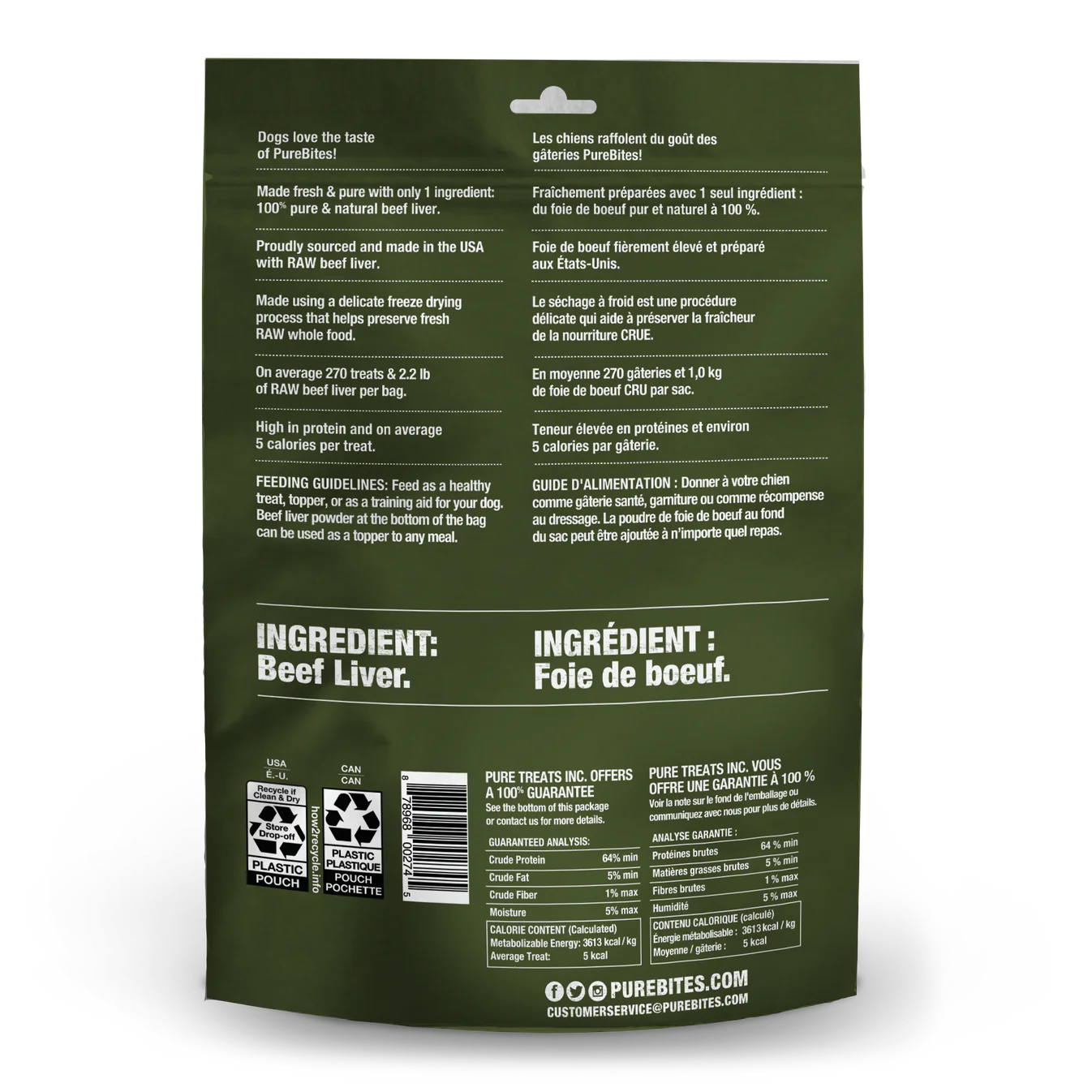 Friandises lyophilisées au bœuf PureBites® pour chiens