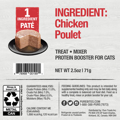 PureBites® 100% Pure Chicken Paté Wet Cat Food 2.5 oz
