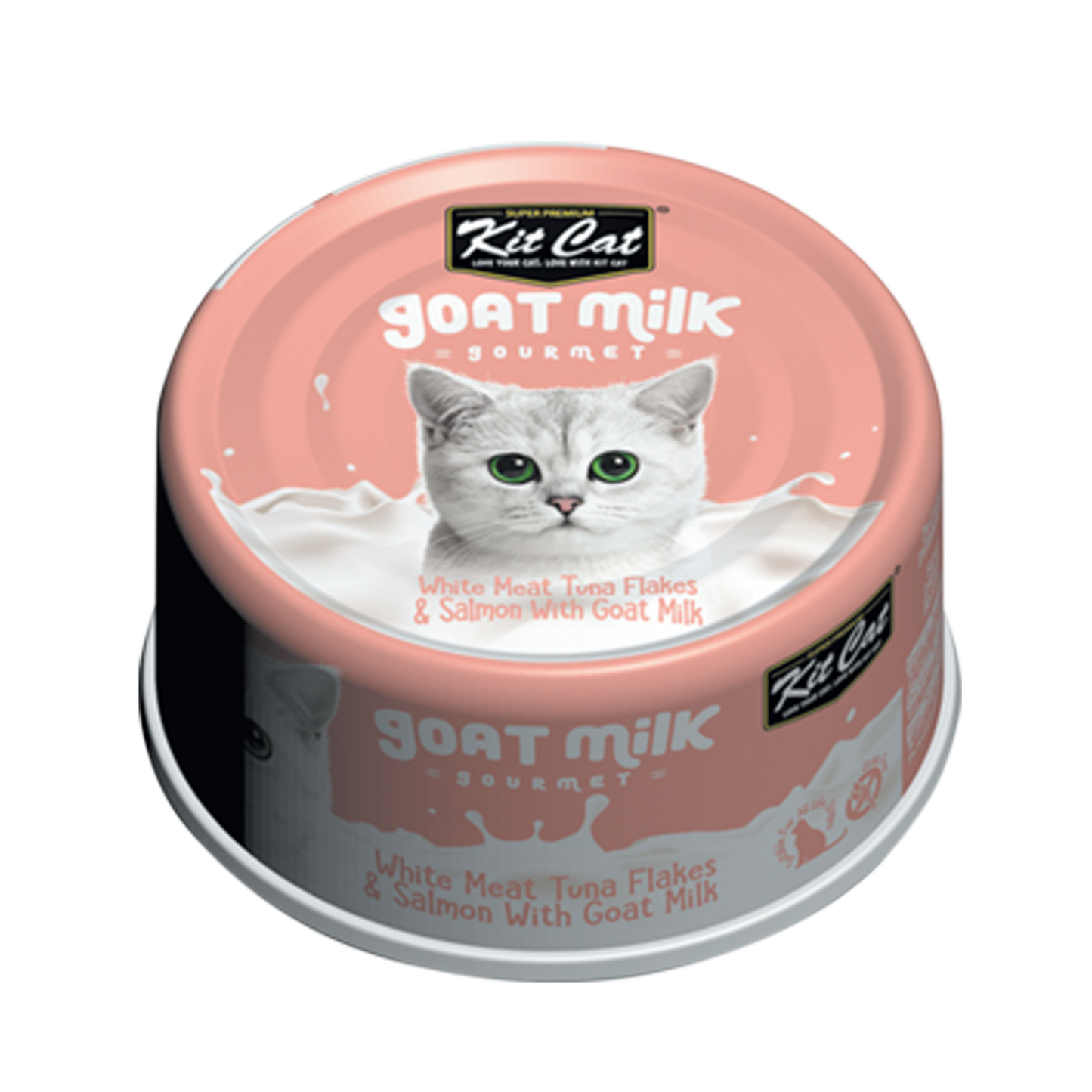 Kit Cat® goat milk gourmet White Meat Tuna Flakes & Salmon with Goat Milk Wet Cat Food 70gm