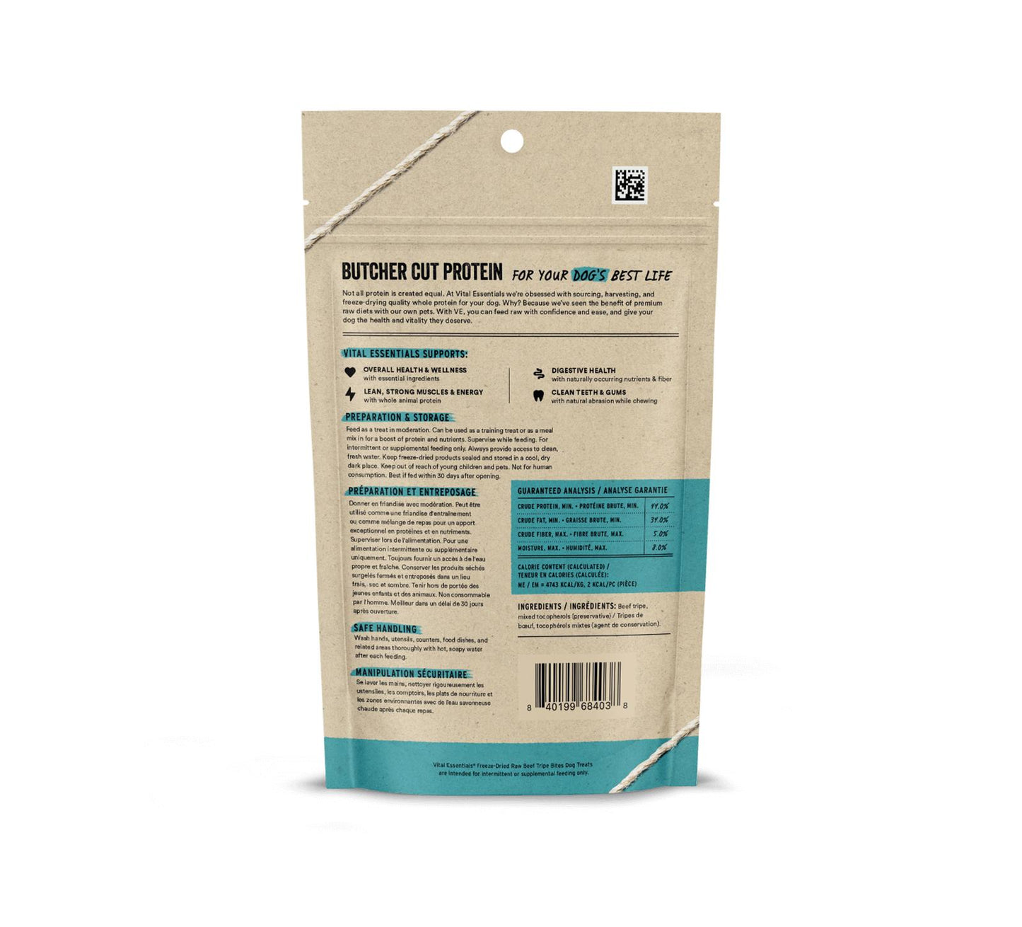 Friandises pour chiens aux tripes de bœuf lyophilisées VITAL ESSENTIALS®, 65 g