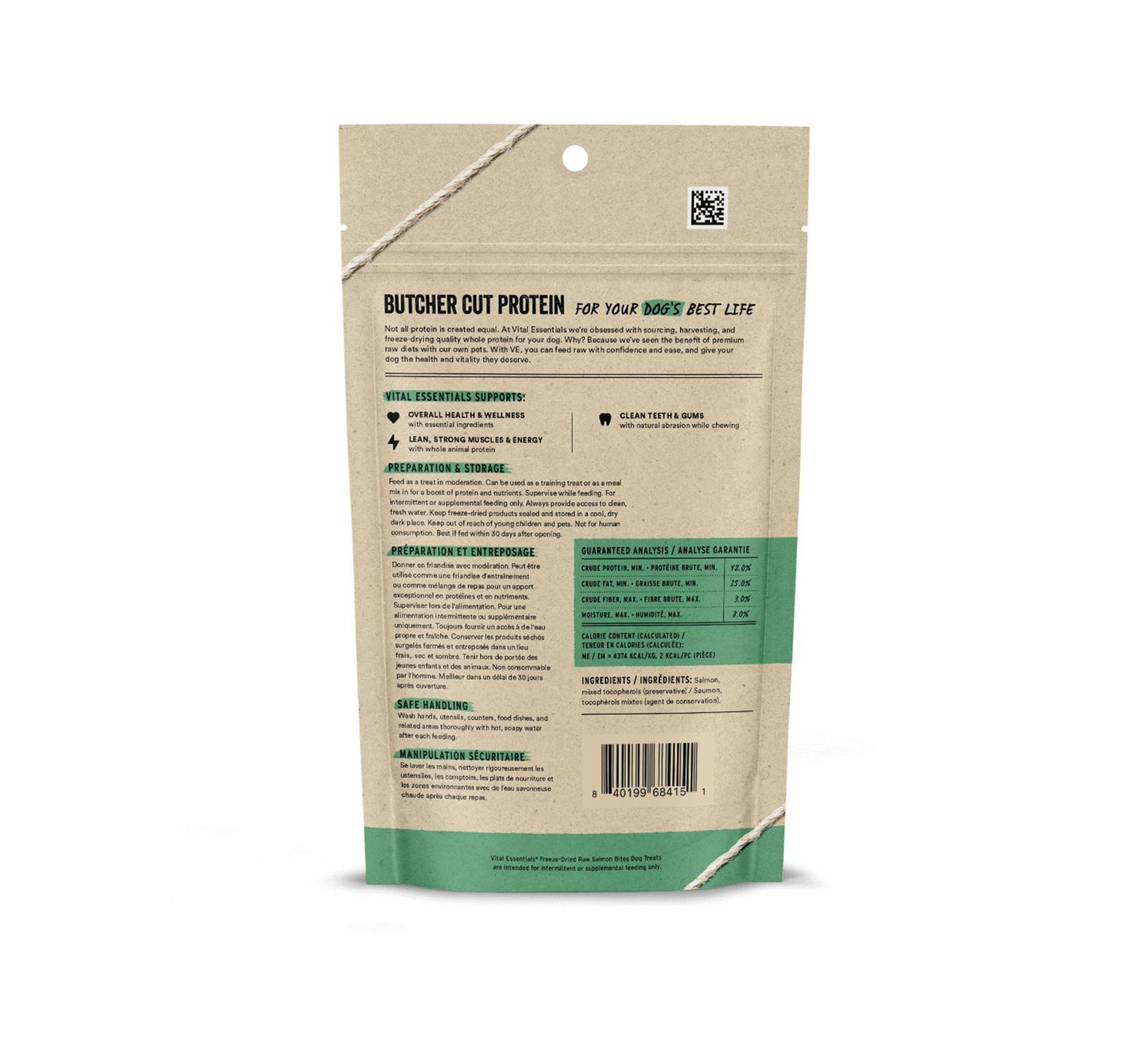 Friandises pour chiens VITAL ESSENTIALS® BOUCHÉES DE SAUMON CRUS LYOPHILISÉS 2,5 OZ