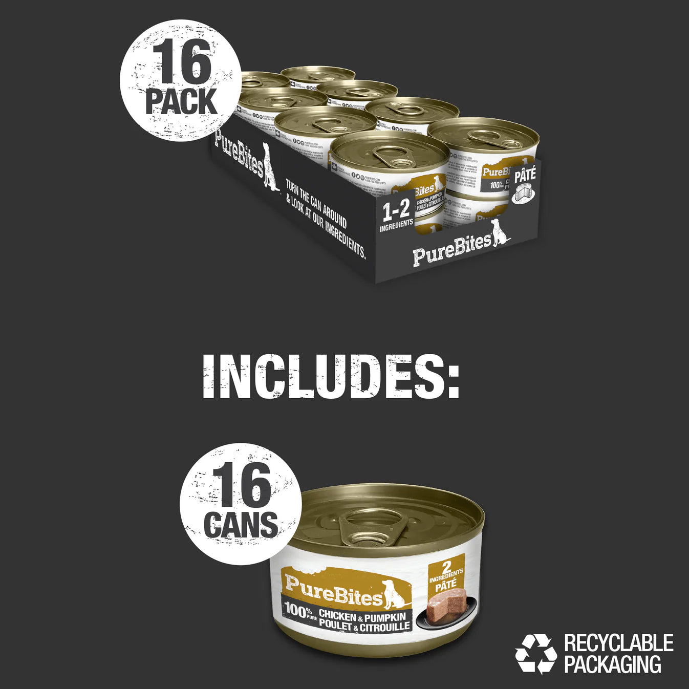 PureBites® Pates 100% Pure Chicken & Pumpkin Wet Dog Food 2.5 oz