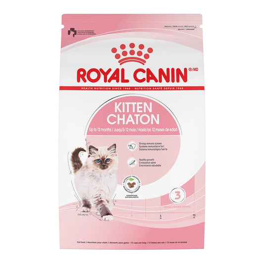 Royal Canin Kitten food package on a white background