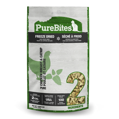 Friandise lyophilisée pour chat PureBites® à la poitrine de poulet et à l'herbe à chat 37 g