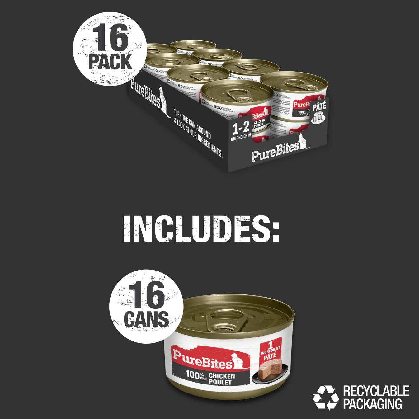 PureBites® 100% Pure Chicken Paté Wet Cat Food 2.5 oz