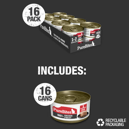 PureBites® 100% Pure Chicken Paté Wet Cat Food 2.5 oz