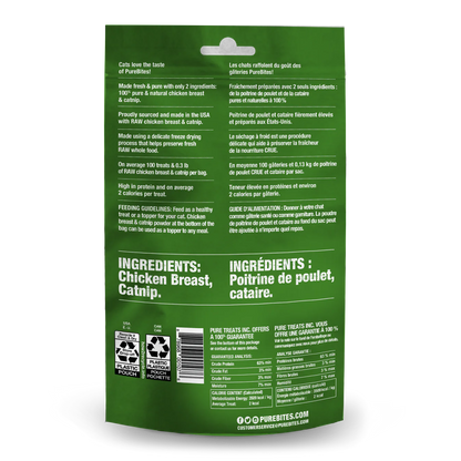 Friandise lyophilisée pour chat PureBites® à la poitrine de poulet et à l'herbe à chat 37 g