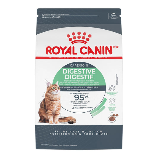 Royal Canin Digestive Care cat food package on a white background