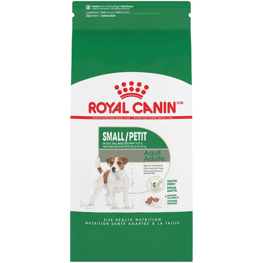 Royal Canin Small/Petit dog food package on a white background